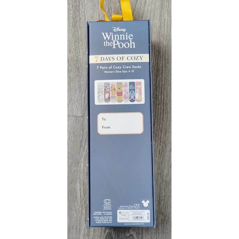 Disney Winnie the Pooh Socks Womens 4-10 7 Days Of Cozy Crew‎